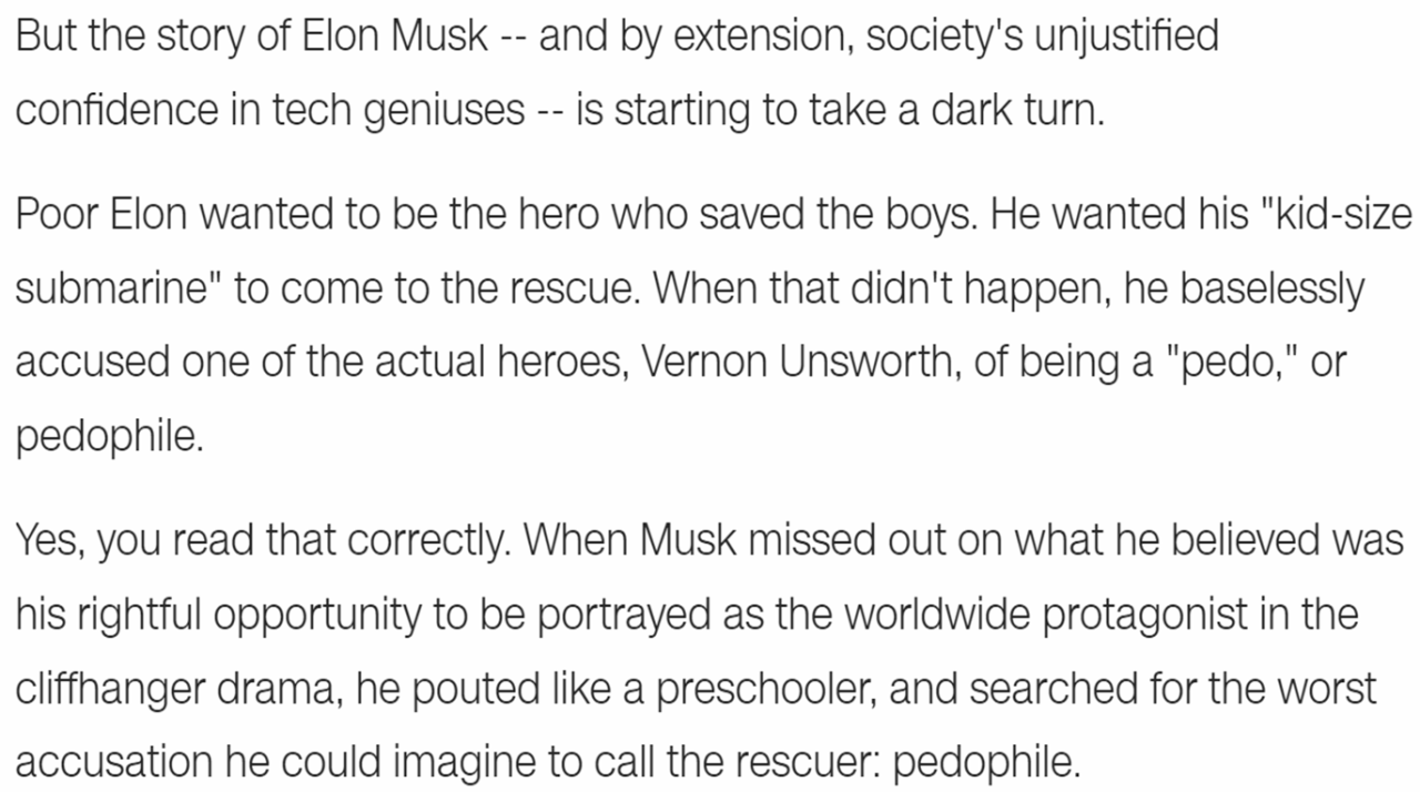 sauvamente:  black-morticia:   Now I ain’t one to give CNN clout but uh… This article about Elon Musty is funniest gotdamn thing ever.     “Silicon valley’s most well known bros have allowed arrogance to damage their own reputations and society