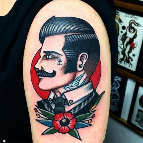 tattoosnob:Dressed Up Gentleman by @daniqueipo at @sevendoorstattoo in London, England. #gentleman #