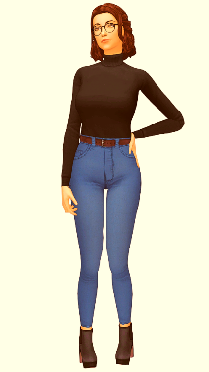 caelai-sims: Hair by @saurussimsEyebrows by @stretchskeletonGlasses by @rusty-ccTop by @mysteriousda