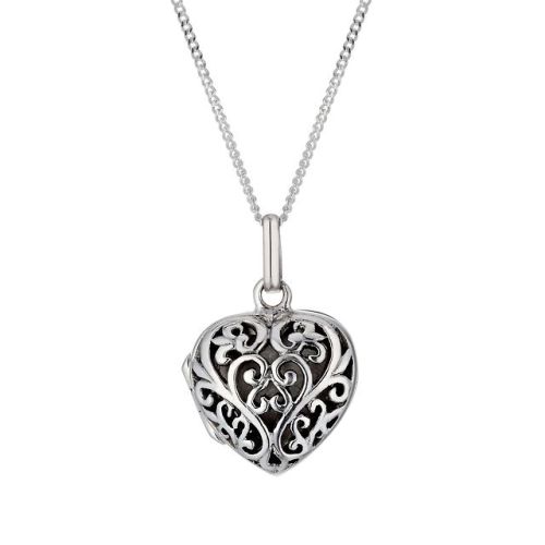 Silver filigree heart locket