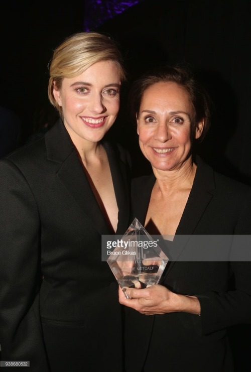 Greta Gerwig attends Miscast 2018 Honors Laurie Metcalf at Hammerstein Ballroom on March 26, 2018 in