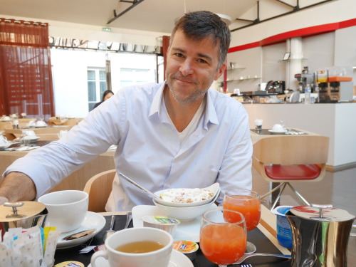 breakfast at our hotel in paris. I love that they had blood orange juice.