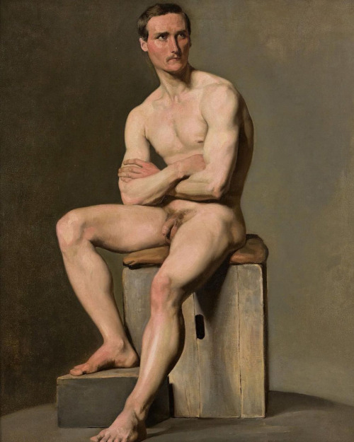 antonio-m:  ‘Study of a Nude Man’, by Paul Jacques Aimé Baudry (1828-1886) French painter.