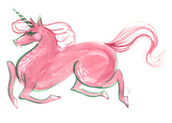 jennifer-yung:  A Pink Unicorn! Quick painting for a friend. 