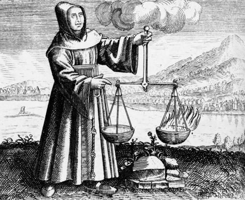 Roger Bacon conducting an experiment, Symbola Avreæ Mensæ Dvodecim Nationvm, 1617