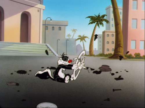 Poor Sylvester, he is one indestructible kitty! XD