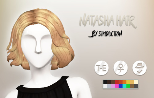 simduction: Natasha Hair by SimductionNew hair for females. Base game compatible, Comes in 18 colors