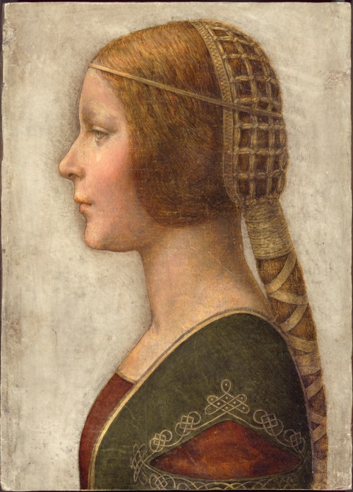 theblacksquare:La Bella Principessa (Bianca Sforza), ca.1480-90 | Chalk, pen, ink and wash tint on v