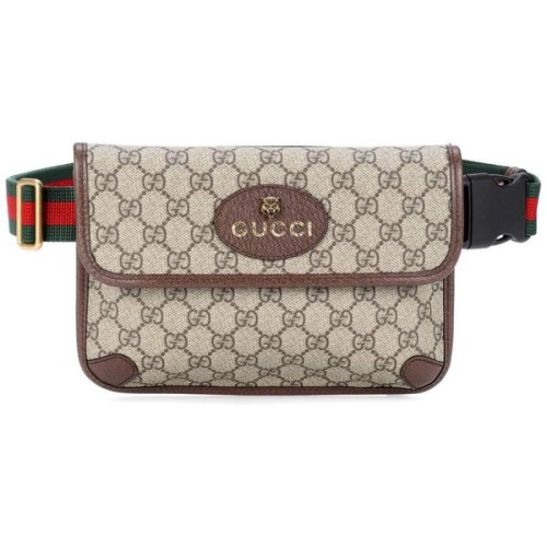 Leather-trimmed belt bag Gucci ❤ liked on Polyvore (see more gucci fanny packs)