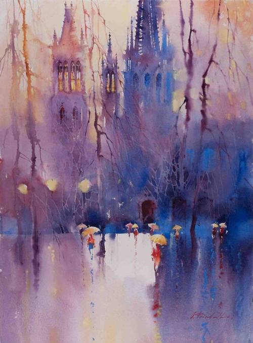 culturenlifestyle: Expressive Cityscape Watercolor Paintings by Viktoria Prischedko German artist Vi