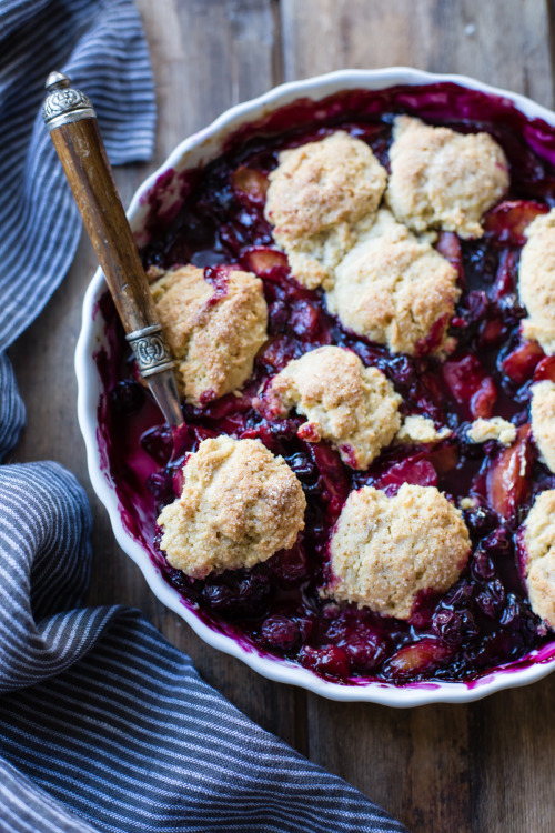 sweetoothgirl: blueberry plum cobbler with corn flour biscuits {gluten-free}