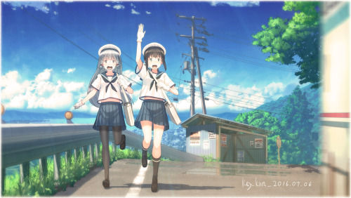 ku-so-gakobo:    艦これ百景其の肆 「かくして少女達は、全力で夏を駆け抜ける。」吹雪・叢雲「バス待ってえぇぇえええ！！！」Twitter　http://bit.ly/2k3Upr0pixiv　http://bit.ly/2jOlv5bニコニコ　http://bit.ly/2jUQ3WX