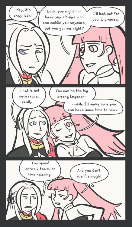 Fire Emblem Three Houses Retainerswap AU Comic The First, Featuring Edelgard and HildaIn Which They 