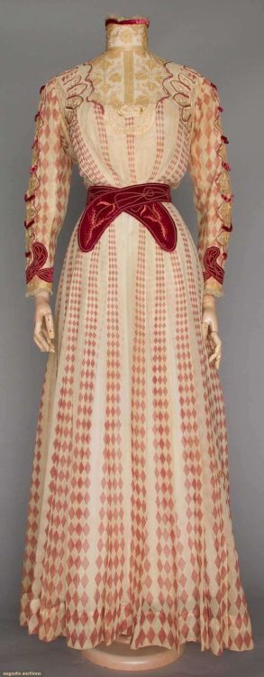 Mauve Printed Afternoon Dress, ca. 1900via Augusta Auctions