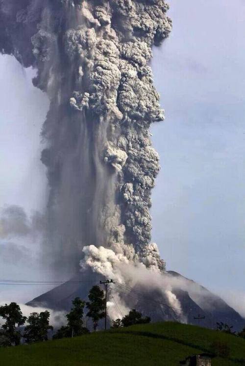 Sinabung erupting Sinabung Volcano in Indonesia has been erupting almost continuously for more than 