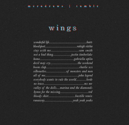 merodraws:Wings: a maleval fanmix [listen] by mermerpro01. Wonderful Life - Hurts || 02. Bloodsport 