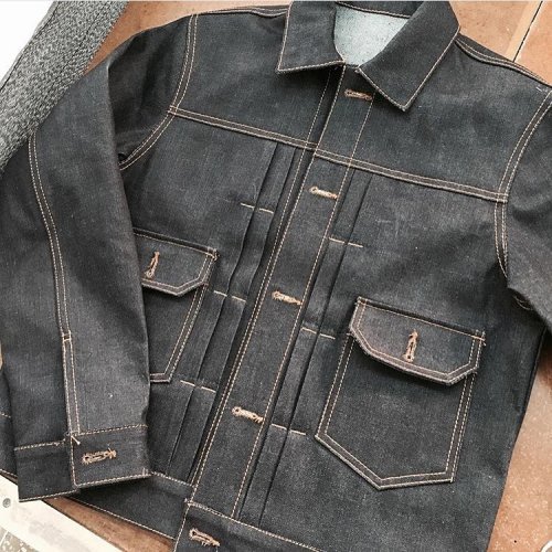 @krafted_denim classic, type 2 denim jacket before having the hardware fitted.  #denimjacket #krafte