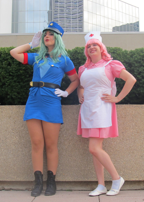 shade041: Otakon 2014 - Officer Jenny and Nurse Joy Officer Jenny: wiggglytuff Nurse Joy: hotgiraffe