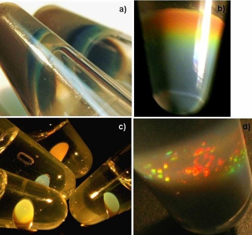 These images are from an experiment that found nanoscale diamonds can behave like photonic crystals.