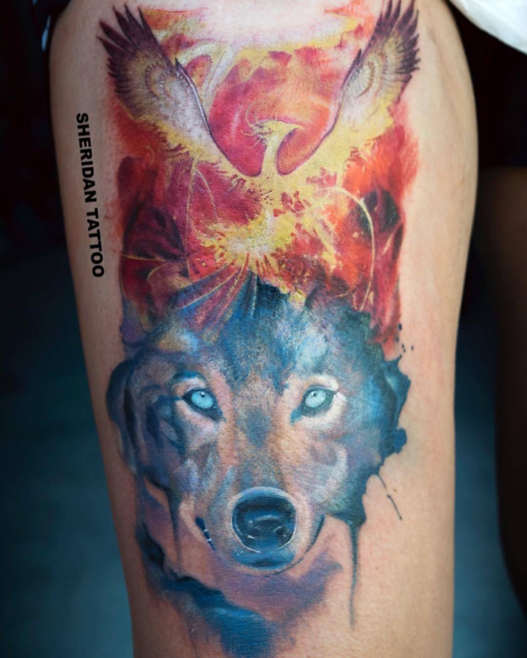 Red fox and phoenix tattoo art trade  Weasyl