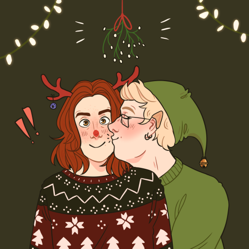 angel kisses!! this is a commission for the lovely @crowley-asmodeushappy holidays to everyone celeb