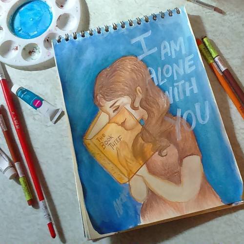 Solace in Literature. #PaintWeekends #gouache #pastelpencils #artstagram #art #bookish #TheBookThief