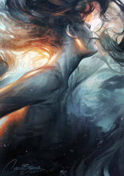 charliebowater:  Submerge. The fight to keep your head above water can be a tough one sometimes.  Photoshop CS6, Wacom Intuos 5 and an hour or two of messy sketching.  