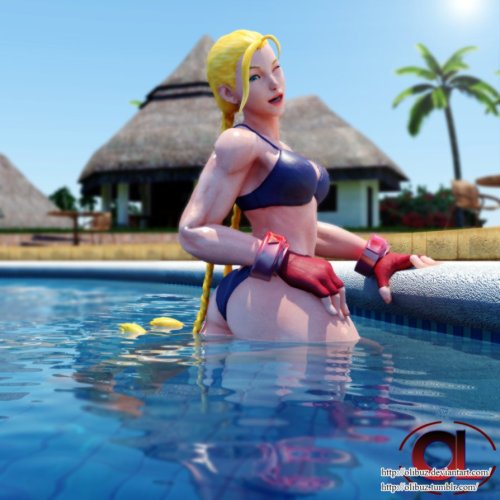 Porn photo olibuz:  Cammy swimsuit at pool 3d render