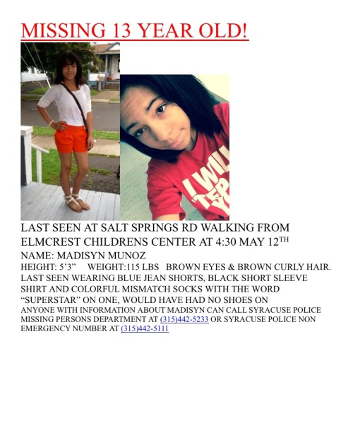 endlessbluelove:  hentaiidoll:  hentaiidoll:  HELP US FIND OUR LITTLE GIRL!! SHE MATTERS!!!  Our family needs to hire a private investigator in the case of a missing child. My sister is 13, she went missing from Elmcrest children’s home in Syracuse