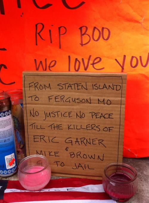 From SI to #Ferguson Sign at #EricGarner Memorial Site