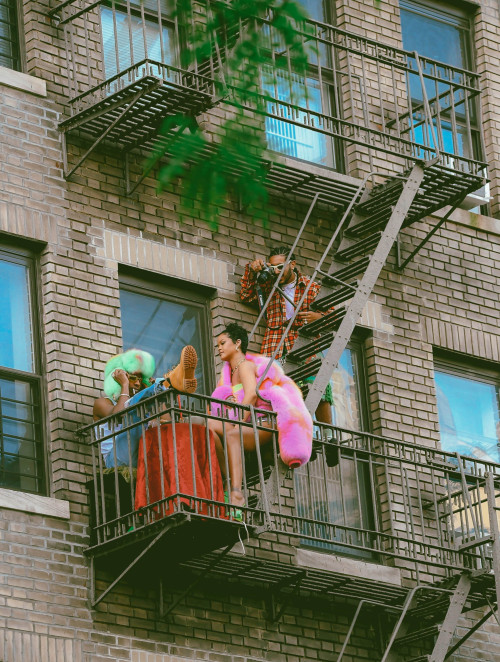 A$AP Rocky & Rihanna photographed by Raymond Hall while filming a music video in The Bronx, NY -