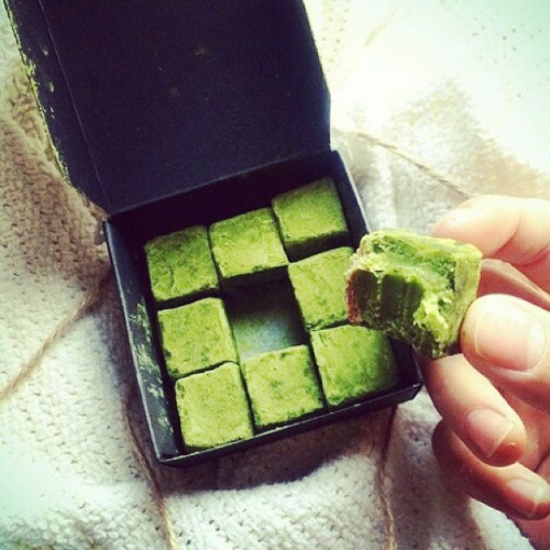 matchauk: @ariellhj enjoying some amazing Matcha Nama Chocolates! “Loving the green tea chocol