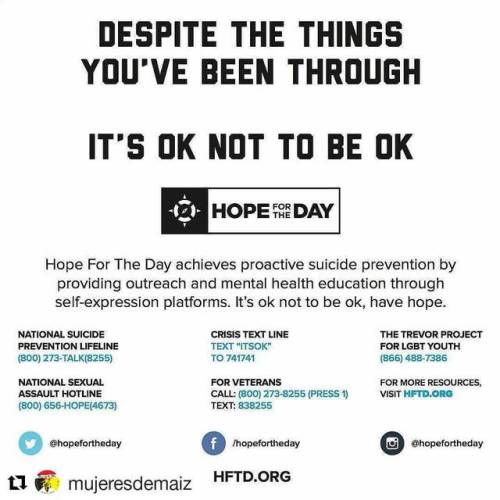 #Repost @mujeresdemaiz (@get_repost)・・・WORLD MENTAL HEALTH DAY RepostBy @hopefortheday: &ldquo;Suic