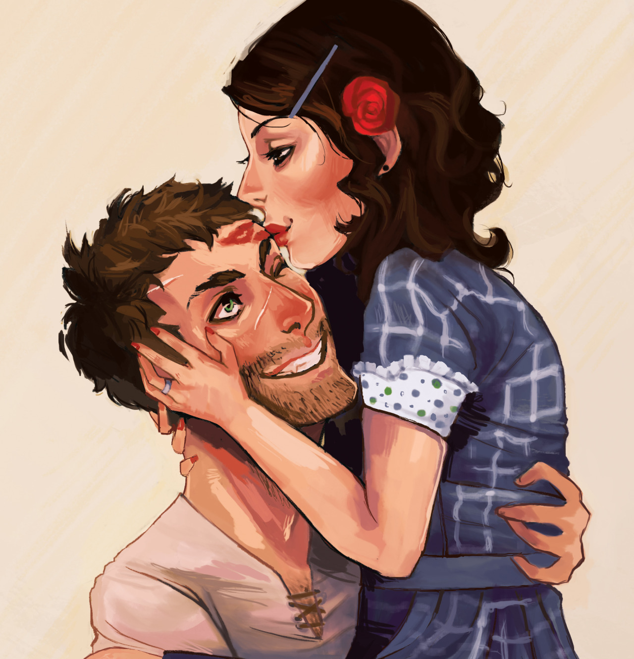 rosieposieolie:  Me and my friend Chelsie’s characters being cute! Big werewolf