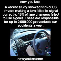 nowyoukno:  Source for more facts follow NowYouKno  Well If the guy behind me wouldn&rsquo;t speed up to not let me in every time I put on my blinker to change lanes&hellip;.then I would use my blinker more :-)