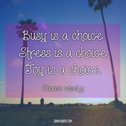 sunnyquote:“Busy is a choice. Stress