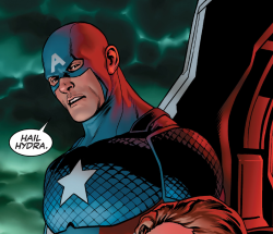 charlesoberonn:  This panel looks like a joke panel somebody edited in photoshop. Or a panel that somebody took out of context, and Steve is only saying “Hail Hydra” ironically before punching a Hydra agent in the face. But it’s real, and somebody