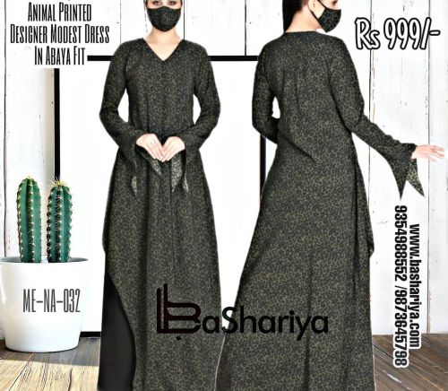 Animal Printed Modest Dress in Abaya Fit.  Price Rs 999/- Shipping Extra - Rs 80/- LOWEST PRICE GUAR