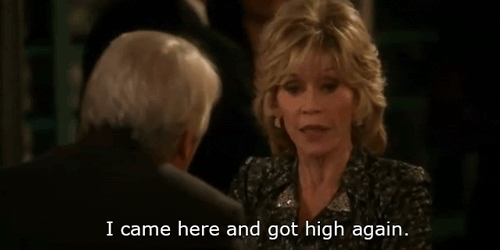 vaskik:  Leona gets high again. The Newsroom, Season 2, Election Night, Part 2.