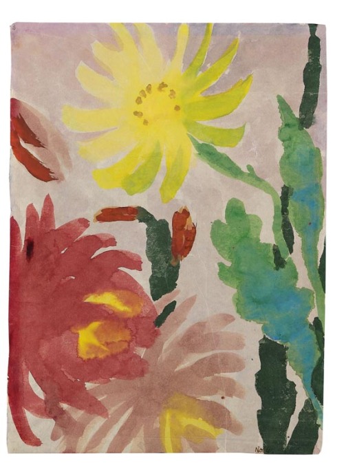 cactus-in-art:Emil Nolde (German/Danish, 1867-1956)Blühende Kakteen (rot und gelb), 1923