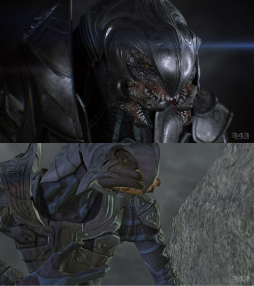 byzantine-love-machine:  Halo 2 Anniversary Comparison Screenshots - This nearly brings a tear to my eye.  Seriously though, I’m really glad that they made the Sangheili look like they’re supposed to.  In the original games they look like friendly