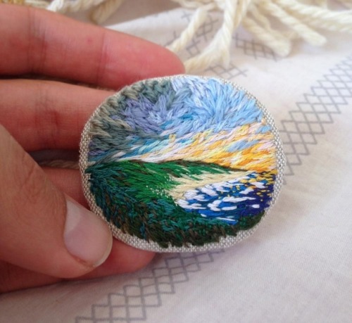 sosuperawesome:Embroidery Art and Brooches, by Shimunia on EtsySee our ‘embroidery’ tag@afksquid ano