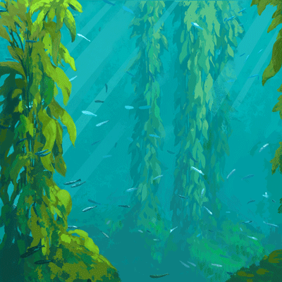restfromthestreets: alyssascottart:  Just playing around with fish  [Image description: animated art