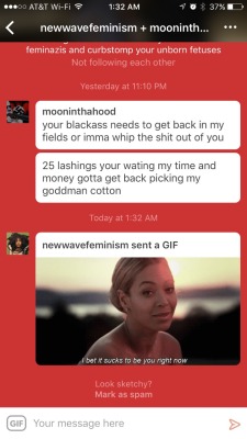 newwavefeminism:  Why do people dedicate their lives to senseless trolling? I’ll never understand.   mooninthahood is me, I said it because I do not like your face, not because I’ve dedicated my life to a cause. Is it bad I do not like your Harriet
