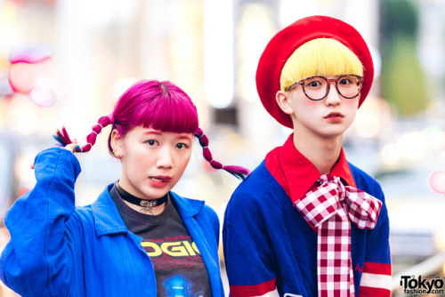 Karin (19) and P-Chan (18) - both dancers in the popular Japanese group Tempura Kidz - on the street