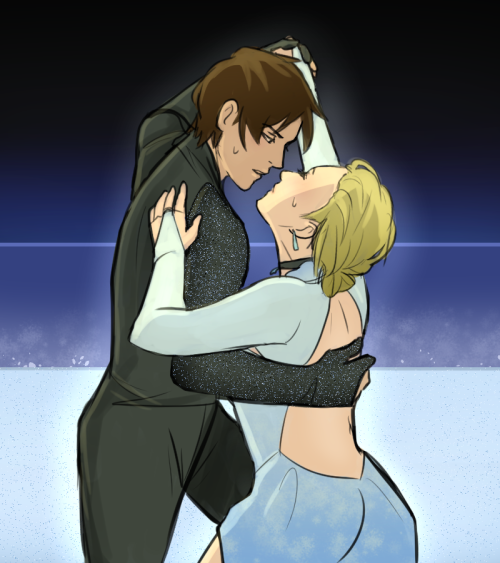 Ereannie Iceskating AU! Inspired by @oeilvert‘s beautiful post. @nakamatoo came up with this head-ca