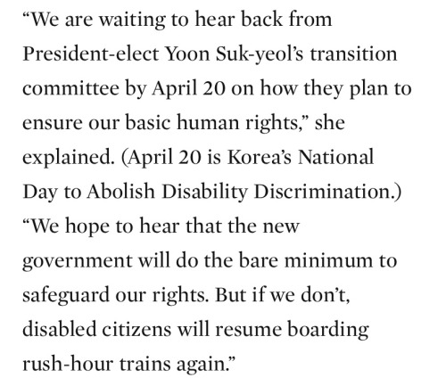 punkrorschach:punkrorschach:This kicks ass. Disabled activists are protesting for their rights in South Korea by literally just riding the train during rush hour.full article