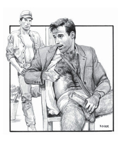 gayartplus: In my first art series we explore the very homoerotic world of Roger Payne  In the fantastic worlds created by Roger, no matter his social standing, uniform that his job requires him to wear, wealth or age, men are internally heart-throbbing,