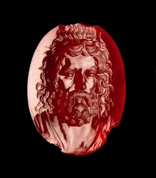 theancientwayoflife:~ Oval gem with Zeus Serapis. Culture: Greek Period: Hellenistic Date: 2nd&ndash