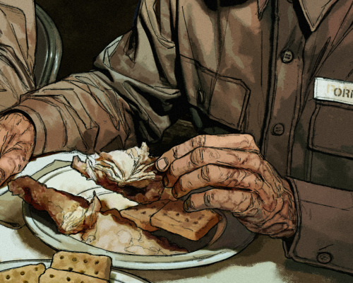 NCR Trooper Having Christmas Meal Back Home In New Cali. The Tiny Mess Room Was Decorated In Style. A